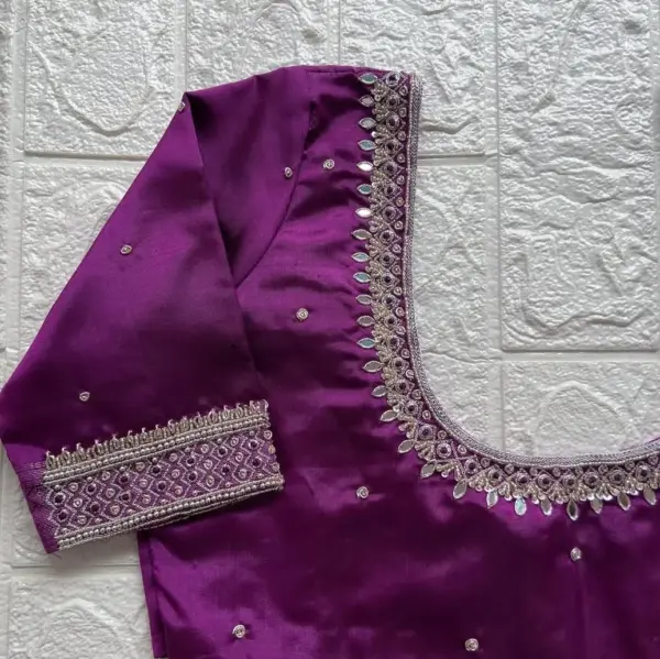 Purple Pink Maggam Work Blouse for Everyday Elegance