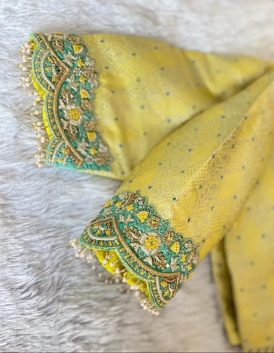 Radiant Lemon Yellow Cutwork Blouse – A Blend of Tradition and Elegance