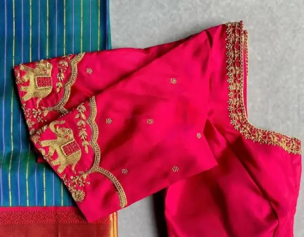 Reddish Pink Ethnic Party Blouse – A Classic Beauty