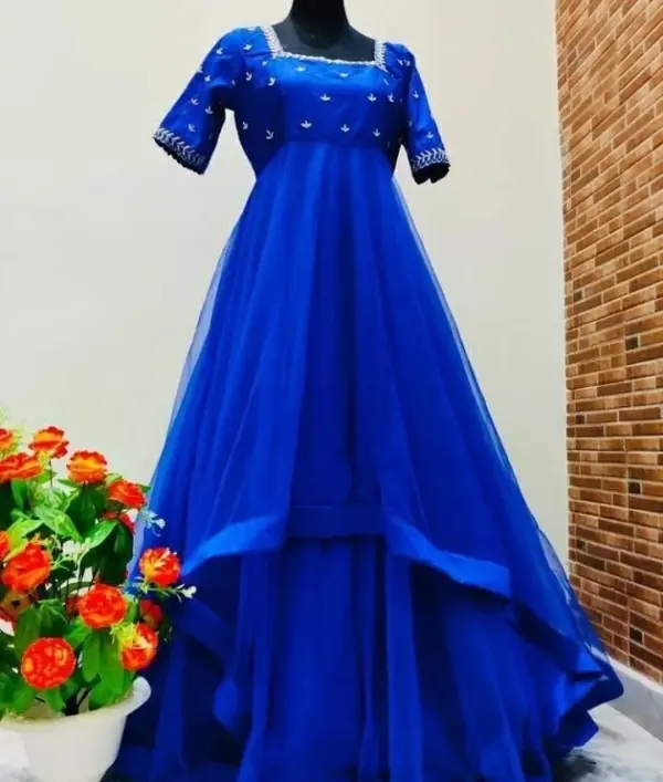 Royal Blue Layered Long Frock – Perfect Party Wear