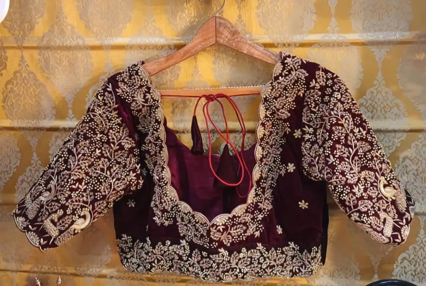 Ruby Radiance – Maroon Zardosi Wedding Blouse