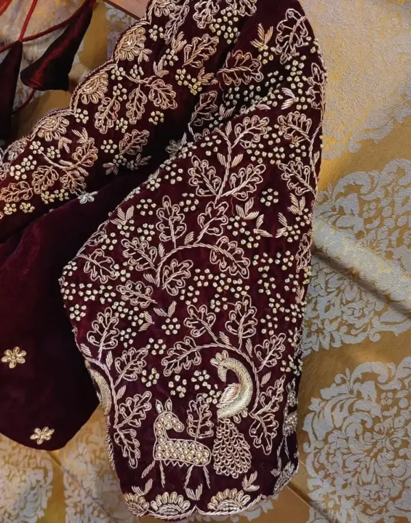 Ruby Radiance – Maroon Zardosi Wedding Blouse