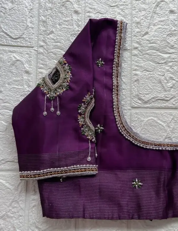 Simple Yet Stunning Purple Pink Maggam Work Blouse