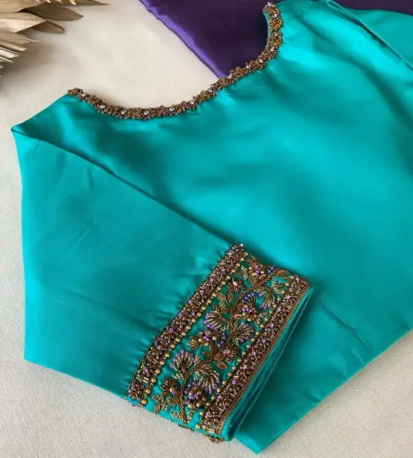 Sky Blue Boat Neck Blouse – Effortless Elegance in Every Stitch