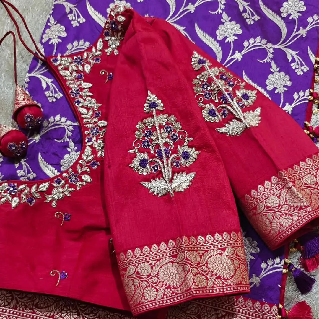 Stunning Pink Silver Zardosi Blouse – Radiate Elegance