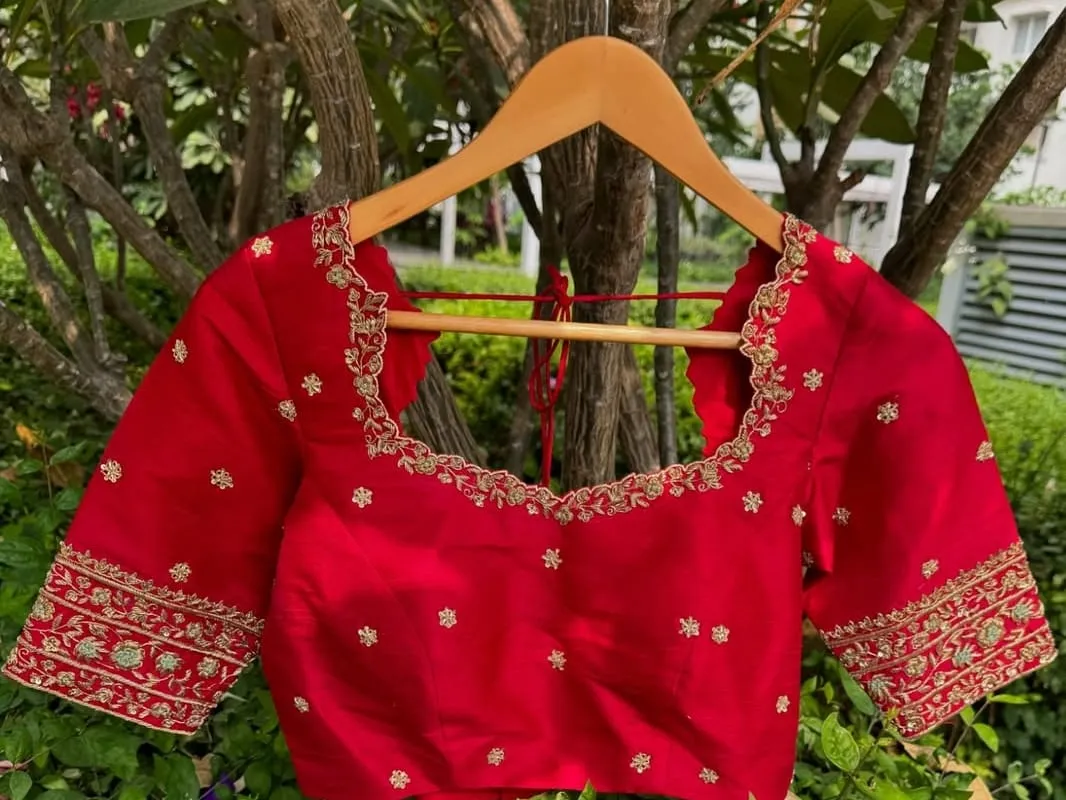 Stunning Red Aari Work Blouse for Festive Occasions