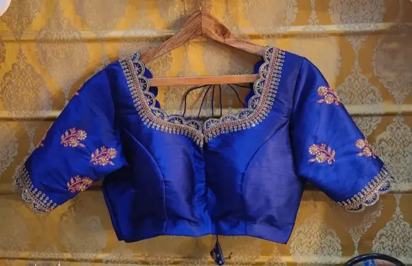 Timeless Beauty: Blue Cutwork Aari Work Blouse