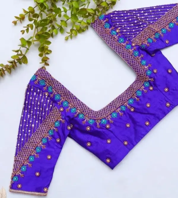 Violet Bridal Blouse - Luxurious Maggam Work for Wedding Elegance