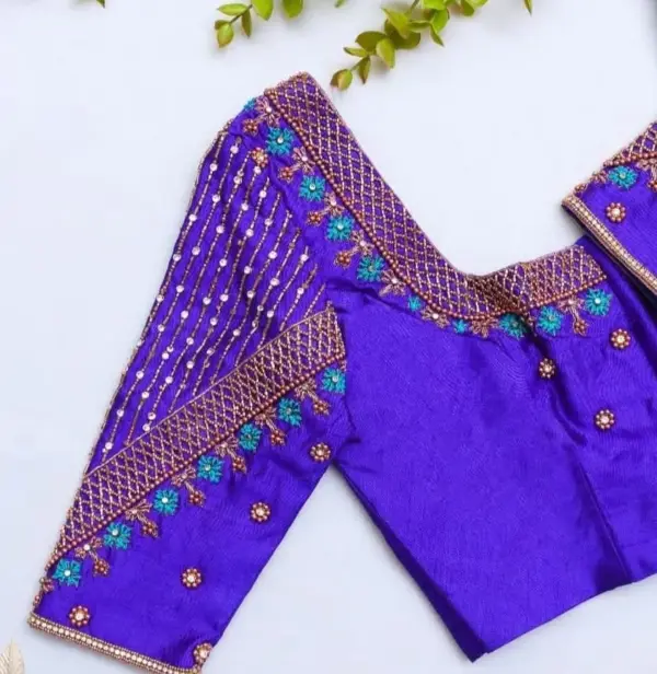 Violet Bridal Blouse - Luxurious Maggam Work for Wedding Elegance