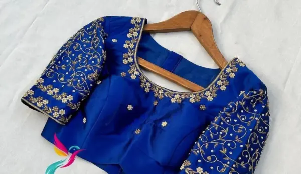 Royal Blue Maggam Work Blouse – Heavy Bridal Perfection