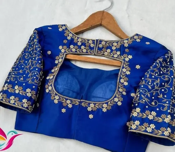 Royal Blue Maggam Work Blouse – Heavy Bridal Perfection