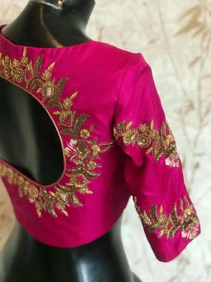 Elegant Pink Designer Work Blouse for Weddings