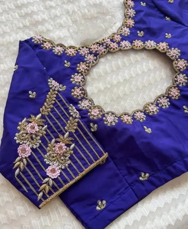 Royal Blue Designer Aari Work Blouse