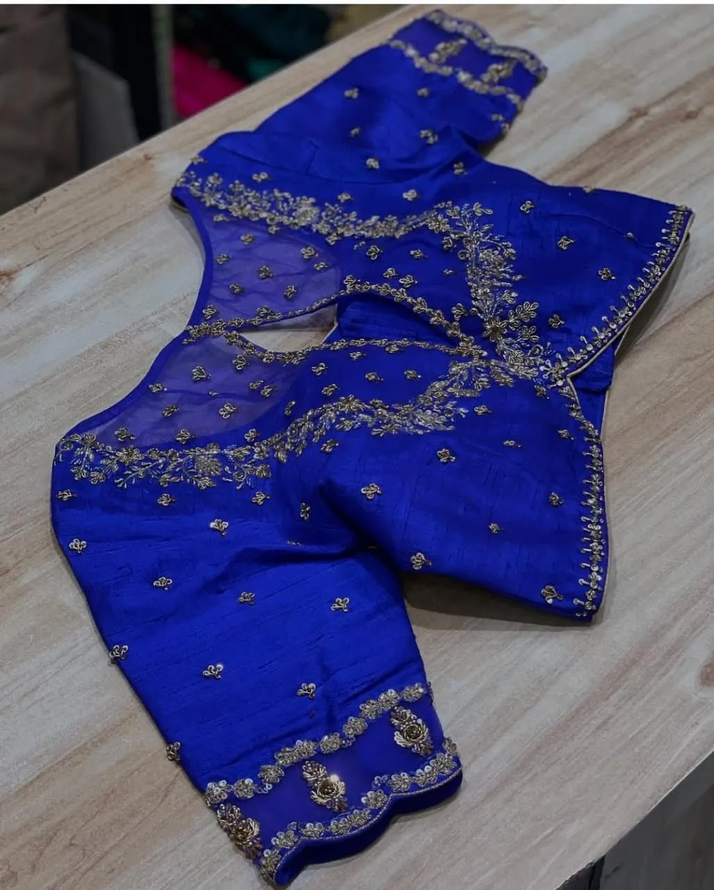 Trendy Blue Net Party Wear Blouse
