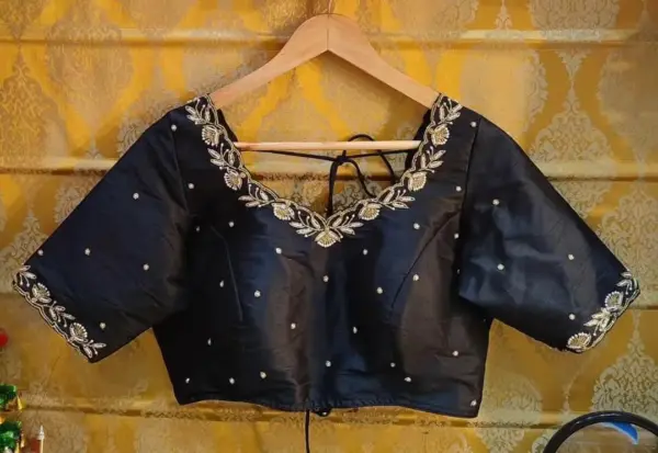 Classy Black Minimal Embroidery Blouse