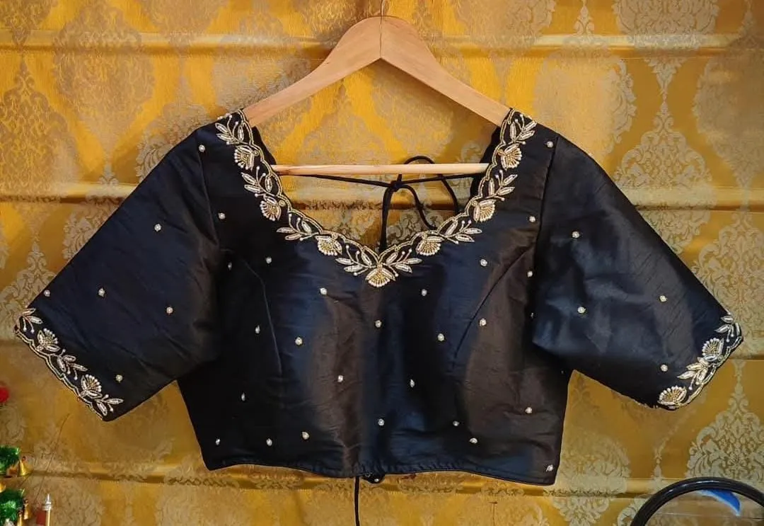 Classy Black Minimal Embroidery Blouse