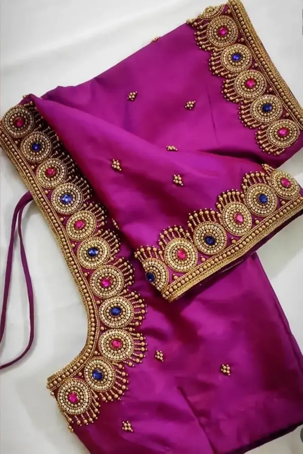 Minimalist Pink Beaded Work Blouse