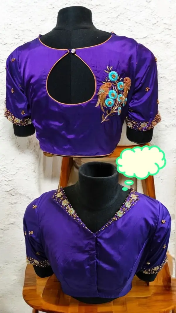 Modern Blue Collar Blouse for Weddings