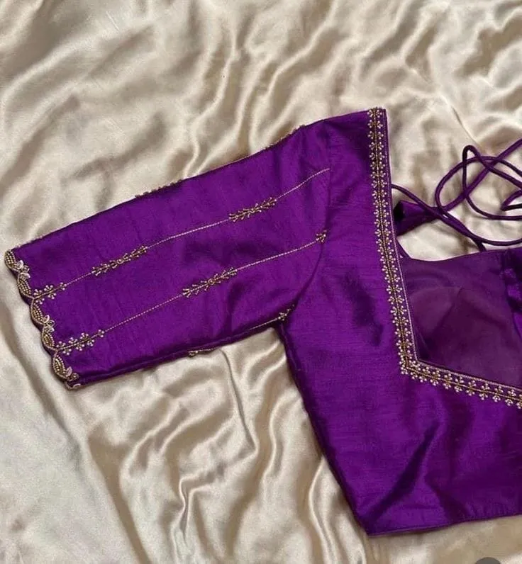 Purple Cutwork Silk Blouse for Weddings