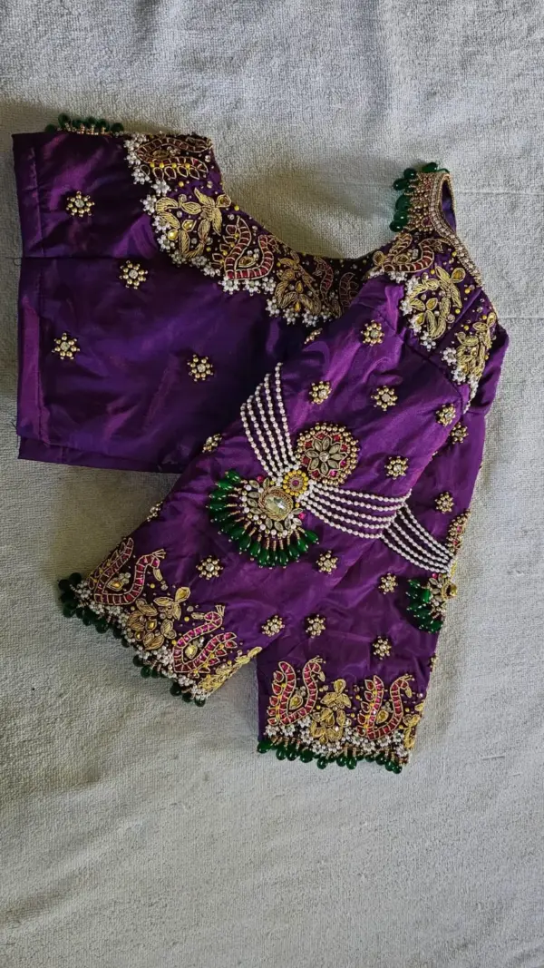 Purple Embroidered Blouse for Weddings