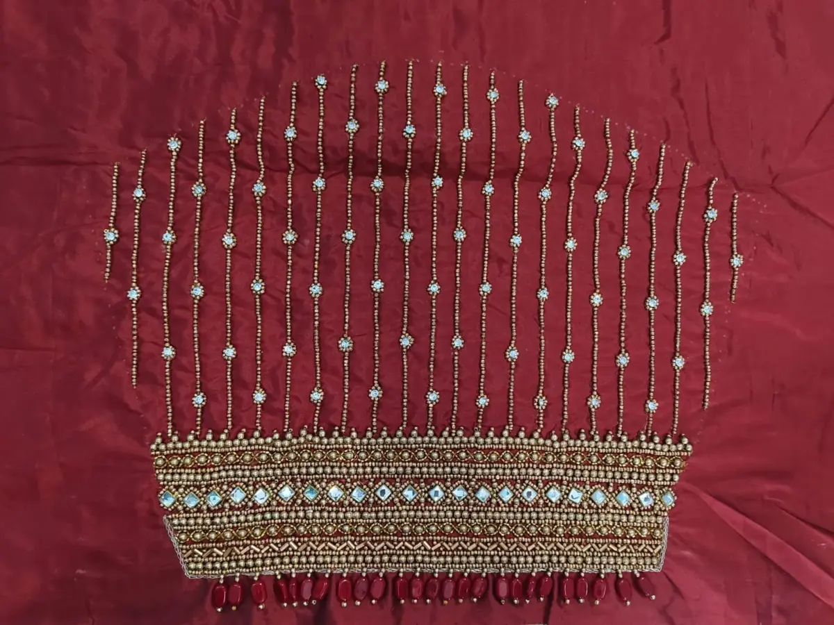 Breathtaking Bridal Blouse – Intricate Heavy Line Maggam Work 5