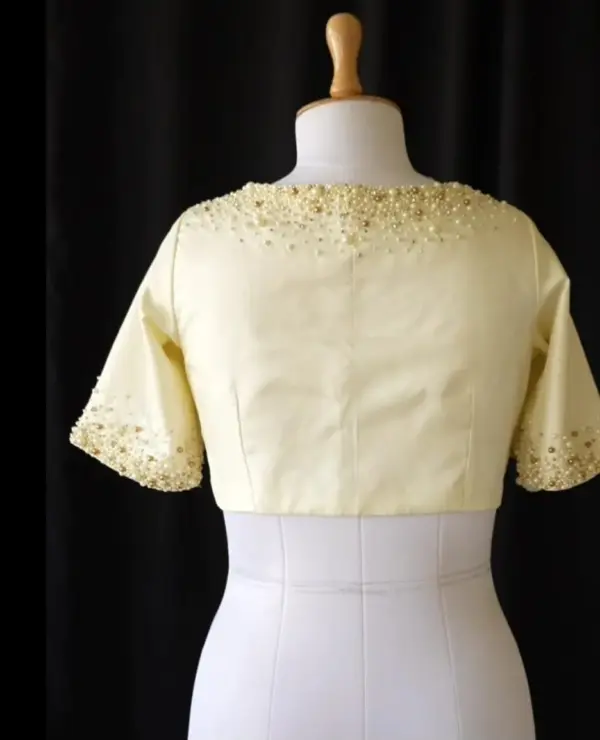 Creme Pearl Embellished Party Blouse