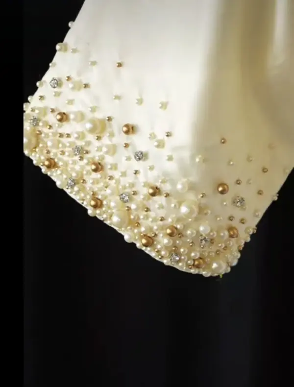 Creme Pearl Embellished Party Blouse