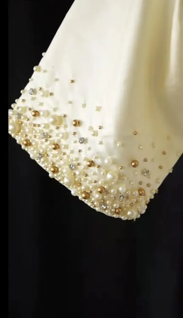 Creme Pearl Embellished Party Blouse