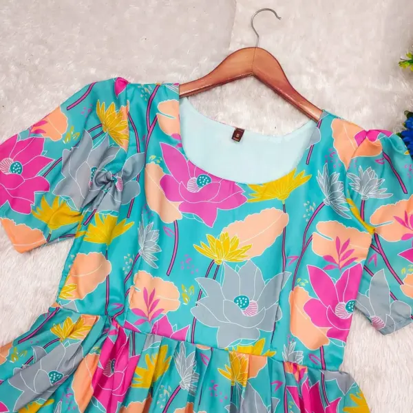 Elegant Blue Floral Printed Maxi Dress