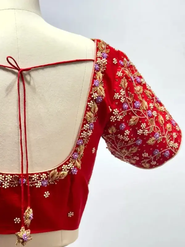 Enchanting Glory – Luxe Red Designer Blouse Crafted for Bridal Grandeur