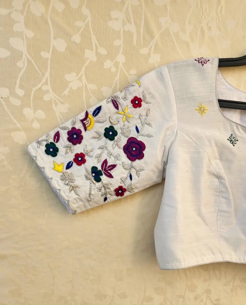 Ethereal Charm – Premium Multi Thread Maggam Work on Raw Silk