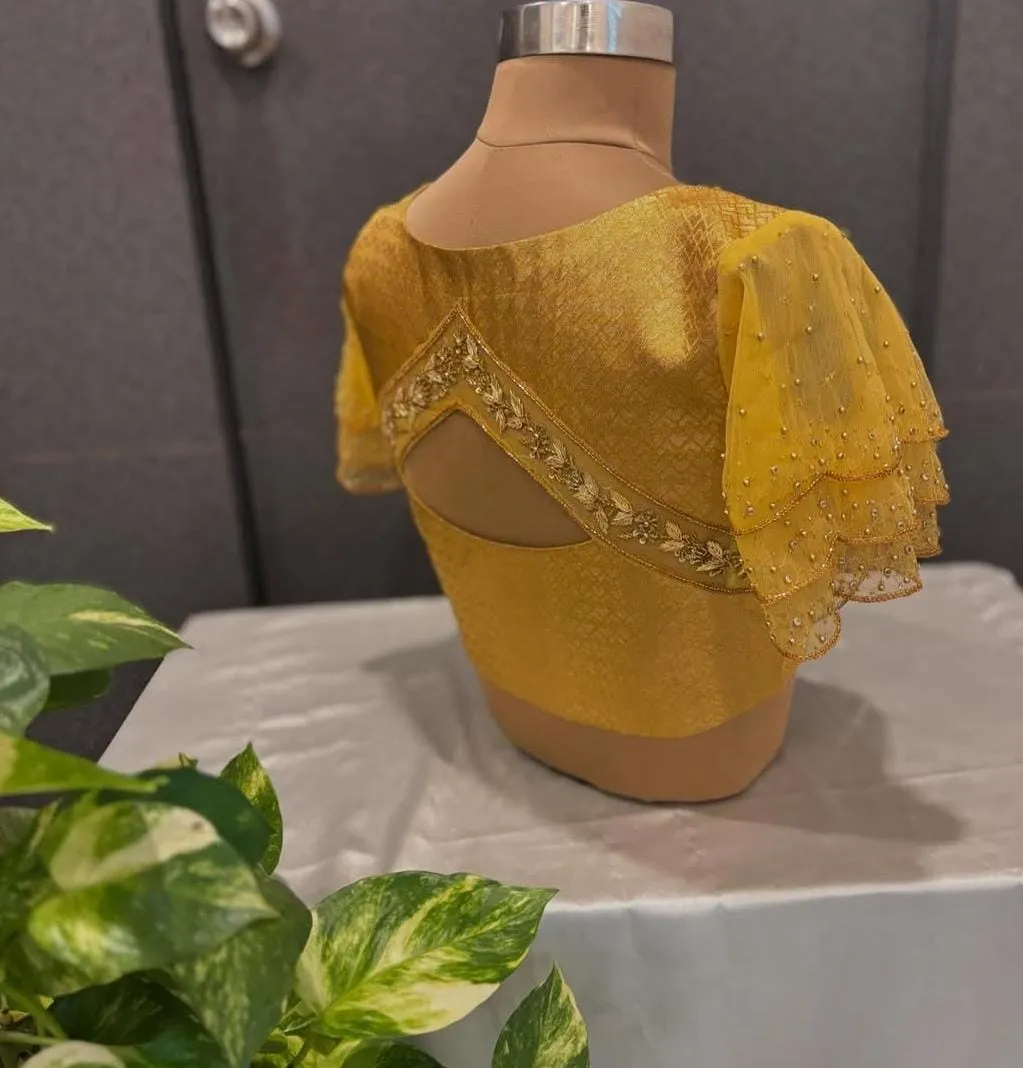 Golden Grandeur – Luxe Maggam Work Blouse for Royal Celebrations