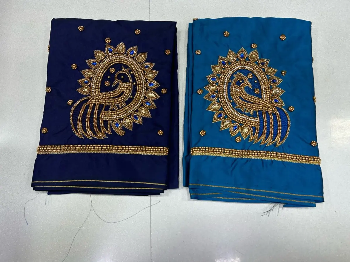 Grace in Every Stitch – Stunning Peacock Work Blouse Now on Sale! 11