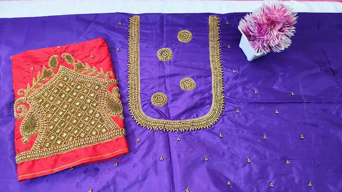 Graceful Glow – Simple Beads Work Blouse at Special Offer