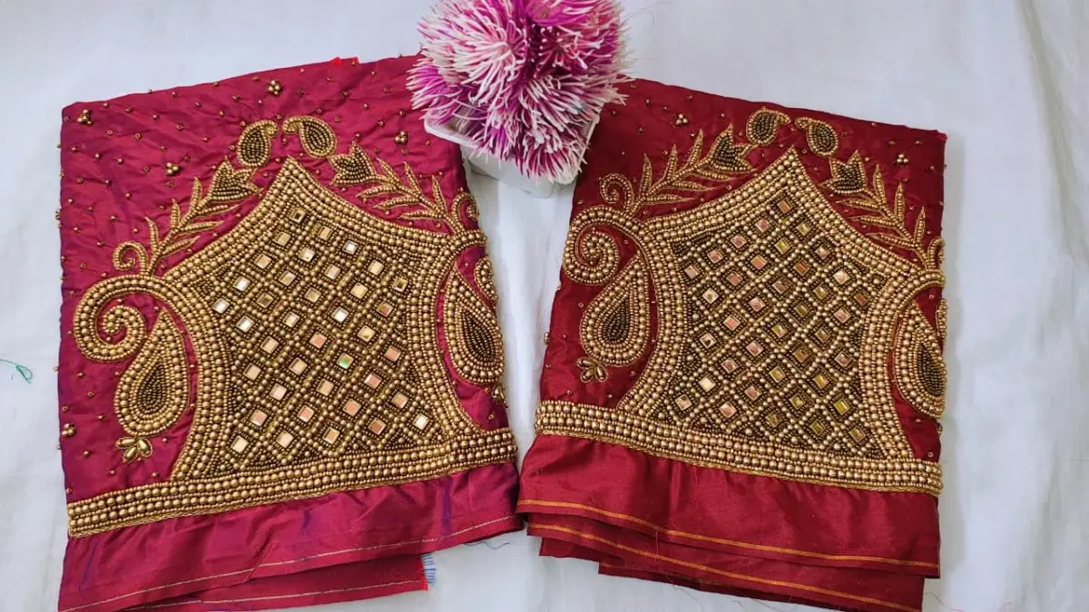 Graceful Glow – Simple Beads Work Blouse at Special Offer 3