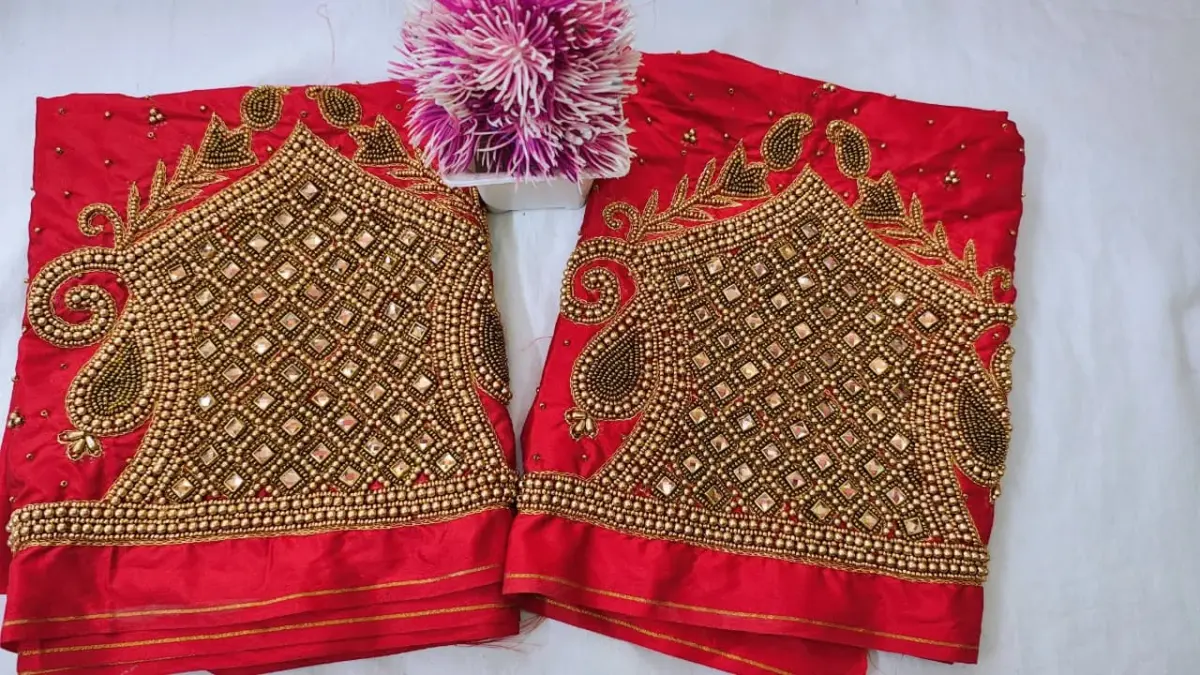 Graceful Glow – Simple Beads Work Blouse at Special Offer 5
