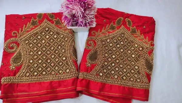 Graceful Glow – Simple Beads Work Blouse at Special Offer