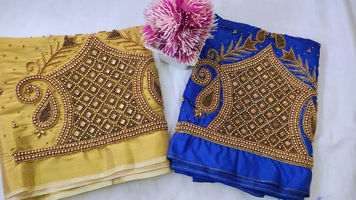 Graceful Glow – Simple Beads Work Blouse at Special Offer 6
