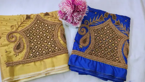 Graceful Glow – Simple Beads Work Blouse at Special Offer