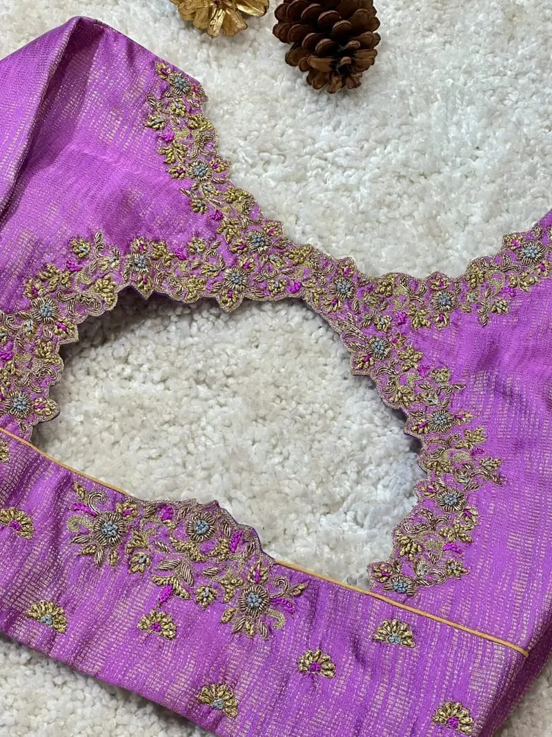 Lavender Luxe – Raw Silk Blouse for Regal Elegance