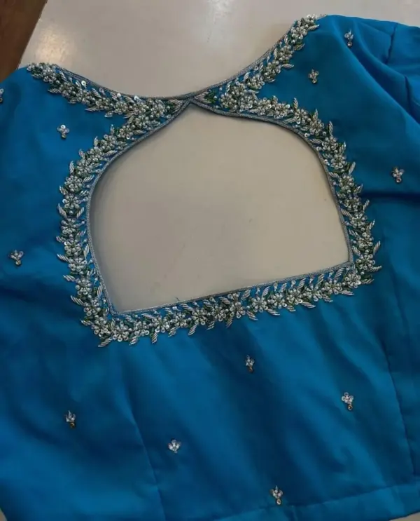 Magnificent Blue Bridal Blouse – Elite Sugar Beads Work for a Timeless Appeal