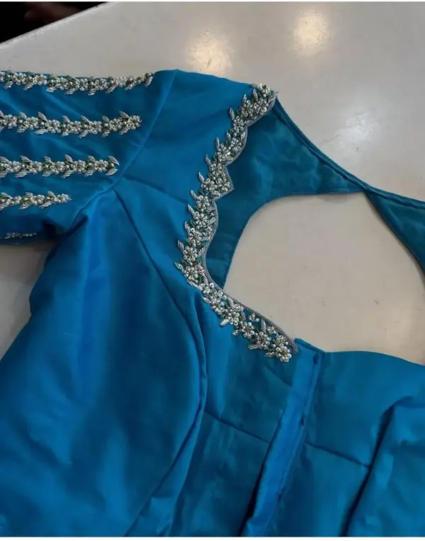 Magnificent Blue Bridal Blouse – Elite Sugar Beads Work for a Timeless Appeal