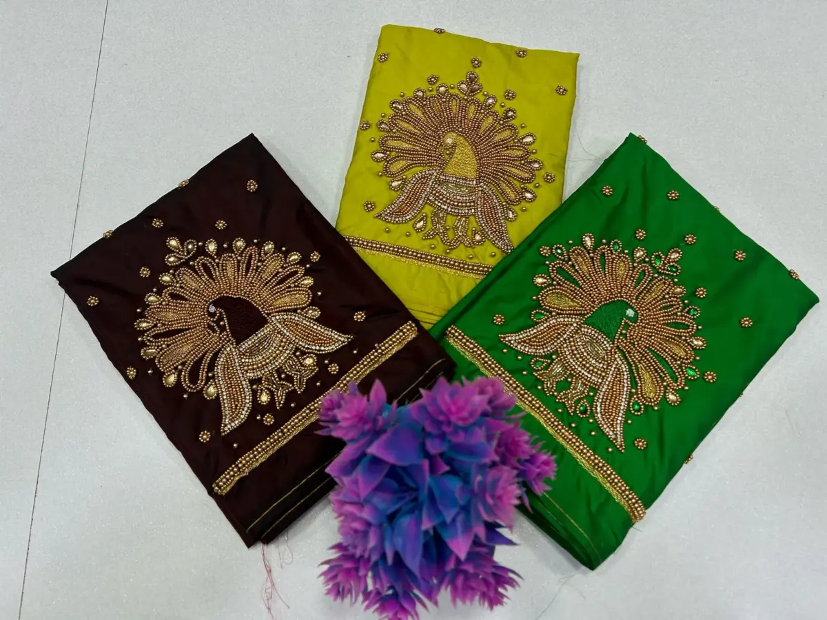 Majestic Peacock Beads Work Blouse – Exclusive Offer for Elegant Style 3