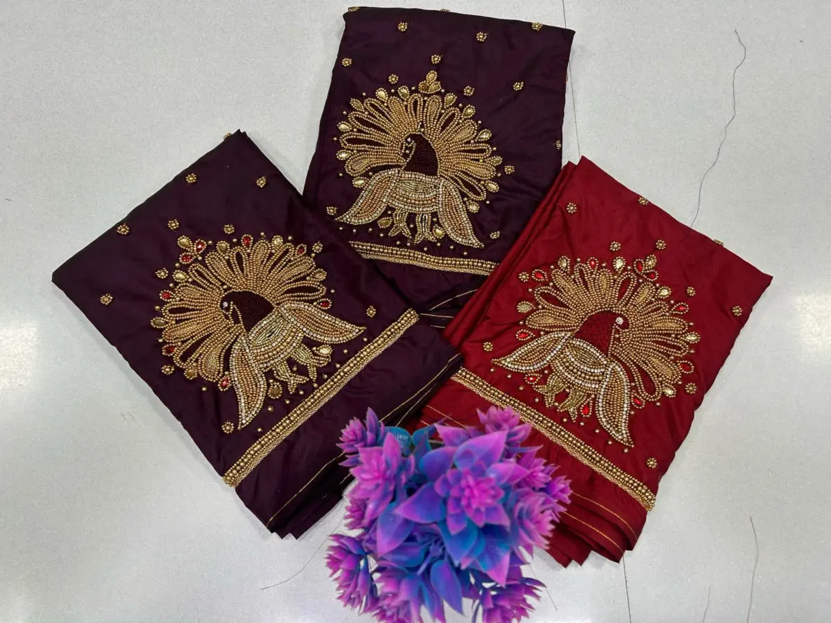 Majestic Peacock Beads Work Blouse – Exclusive Offer for Elegant Style 4