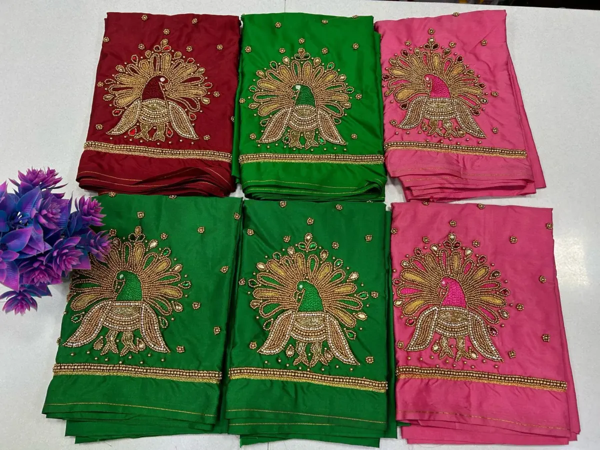Majestic Peacock Beads Work Blouse – Exclusive Offer for Elegant Style 8