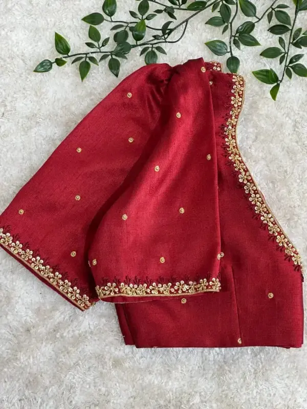 Power of Simplicity – Maroon Maggam Work Blouse in Classy Minimal Style!