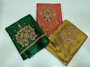Radiant Charm – Premium Tissue Aari Beads Work Blouse at Best Deal! 3