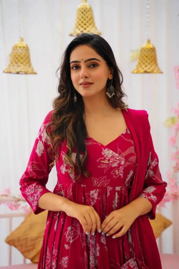 Stylish Aura Maroon Suit with Dupatta