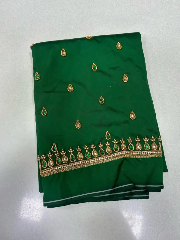 Subtle Sparkle – Designer Beads & Kundan Border Blouse at Best Price!