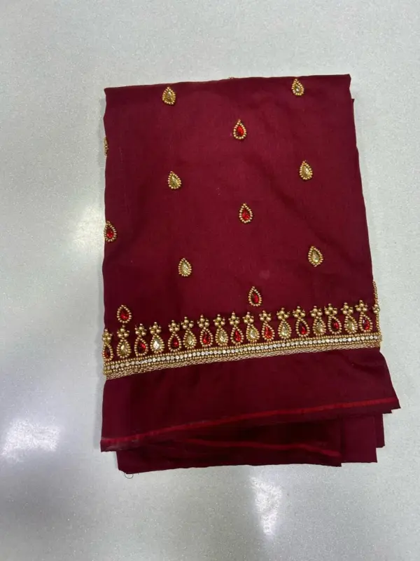 Subtle Sparkle – Designer Beads & Kundan Border Blouse at Best Price!